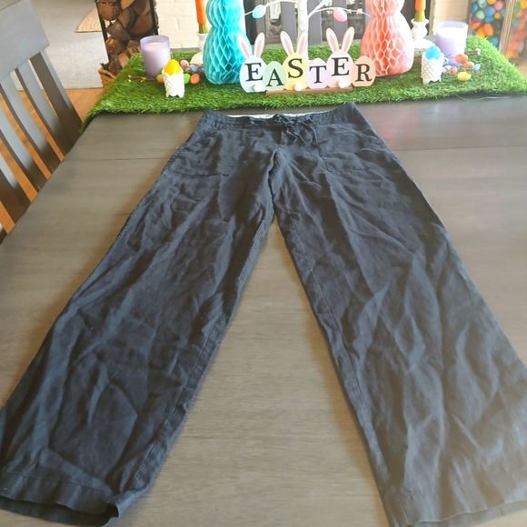 Papaya Linen Black Wide-Leg Pants Nwot Size Small - Picture 1 of 9